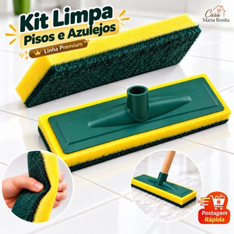 Esfregão Multiuso Limpa Chão Lava Piso Azulejos Piscinas Cozinha Porcelanato Banheiro Box Rosca Padrão Rodo Abrasivo-MMB