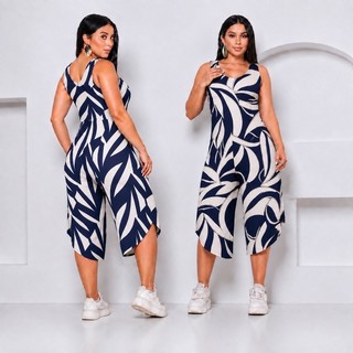 Macacão  Envio Rápido mais vendidos Midi casual larguinho e Pantacourt alça Grossa Feminino casual  festa Pantalona