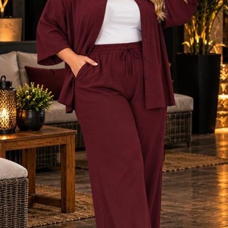 Conjunto camisa manga social e calça Forrado Plus size feminino Dunalinho sofisticado look completo — imagem 2 de 2