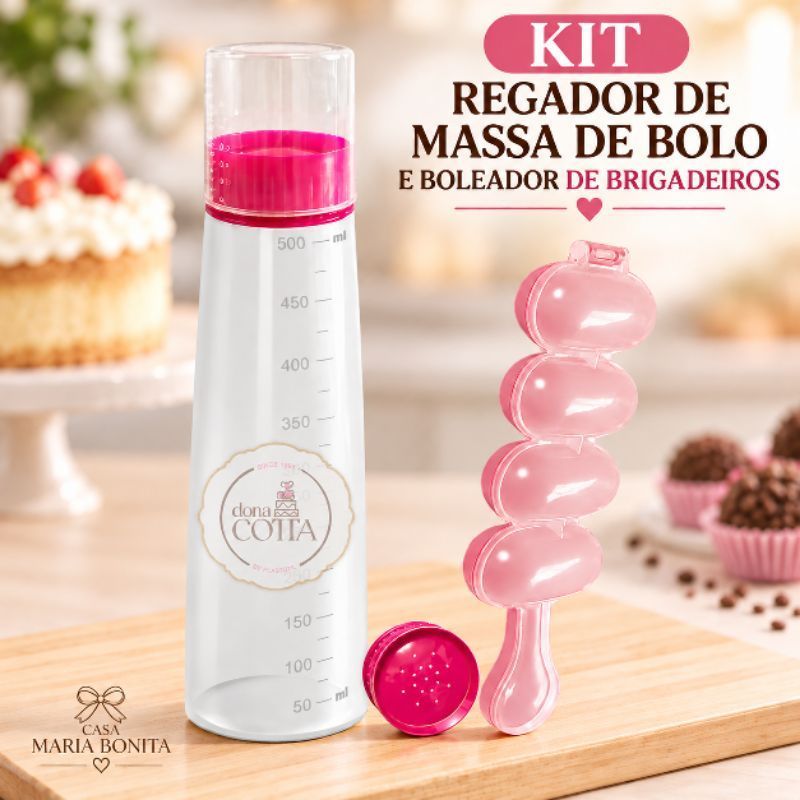 Kit Confeitaria Regador de Massa Bolos e Boleador de Brigadeiros Doces
