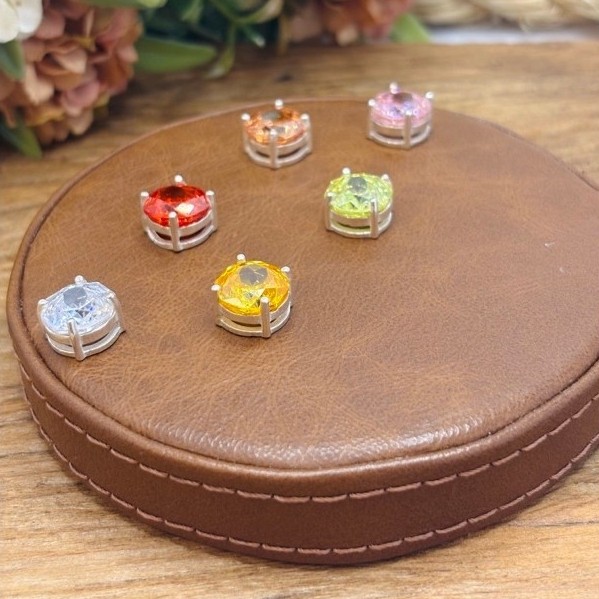Pingente Rose Cut 10mm em Prata 925 – Variadas Cores — imagem 2 de 2
