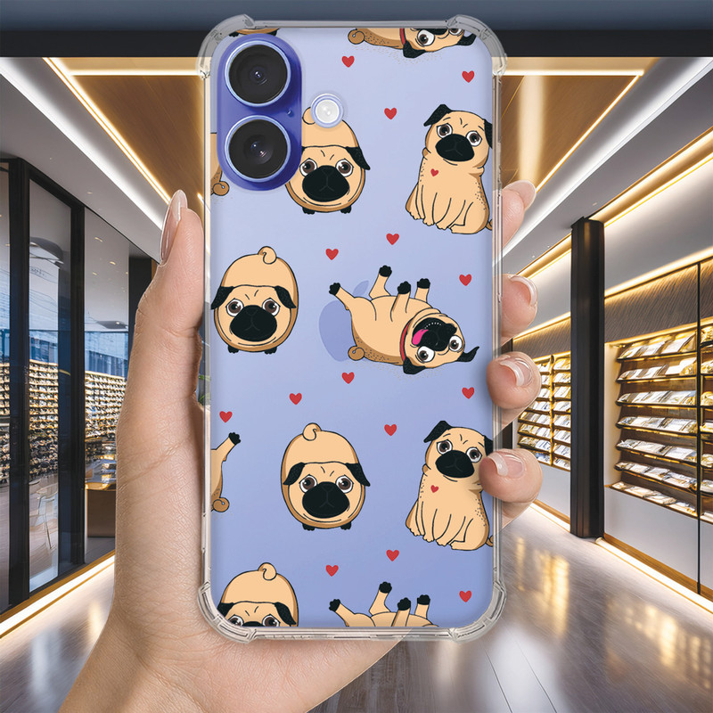 Capa Capinha IPHONE 16 PRO MAX PLUS 16e 15 14 13 MINI Anti-impacto Personalizada petz PUG (0229)