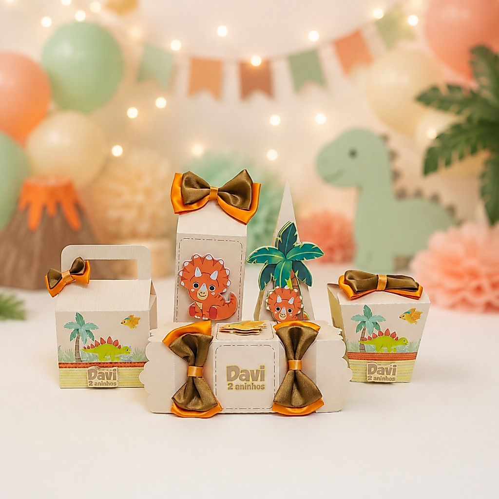 Kit Festa Dinossauro Baby Lembrancinhas Personalizadas Caixinhas Para Doces Aniversário Infantil Dino Fofo