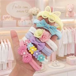 Kit 6 Faixinhas para bebê recém-nascida. Laço infantil menina