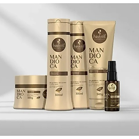 Kit Mandioca (5 itens) - Shampoo Condicionador Mascara 300 Leavein 240g e Reparador 35ml