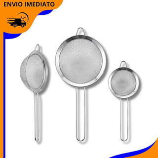 3 Ppçs Peneira Coador Em Aço Inox Para Cozinha 3 Tamanhos P M G 6/8/10 CM