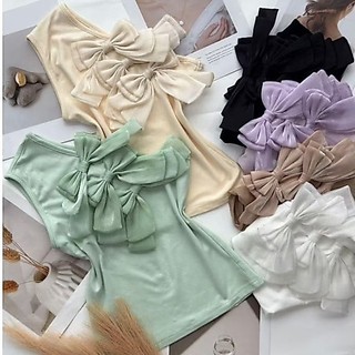 Blusa Feminina Nula Manga Algodão Blusa Feminina Mula Manca Com Laço de Cetim