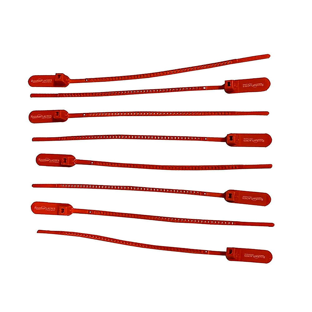 Lacre para malote dupla trava 16cm vermelho com 100 unidades