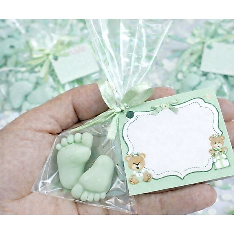 50 Mini Pezinhos de Sabonete para Chá de Bebê - Tema Ursinho Príncipe 25 pares