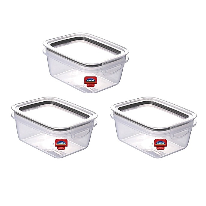 Kit 3 Pote Hermético Plástico Mantimentos 550 Ml Plasútil