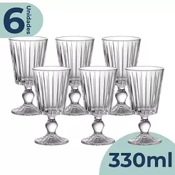 Jogo 6 Taças de Vidro Soho 330ml Para Água Suco Lhermitage