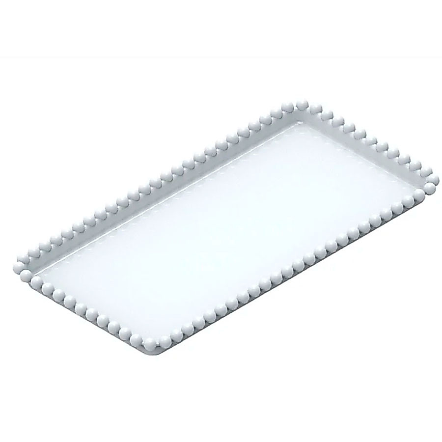 Bandeja Esfera Acrílica Durável Retangular - Branco - 25x13cm - 1 unidade - Rizzo - Rizzo
