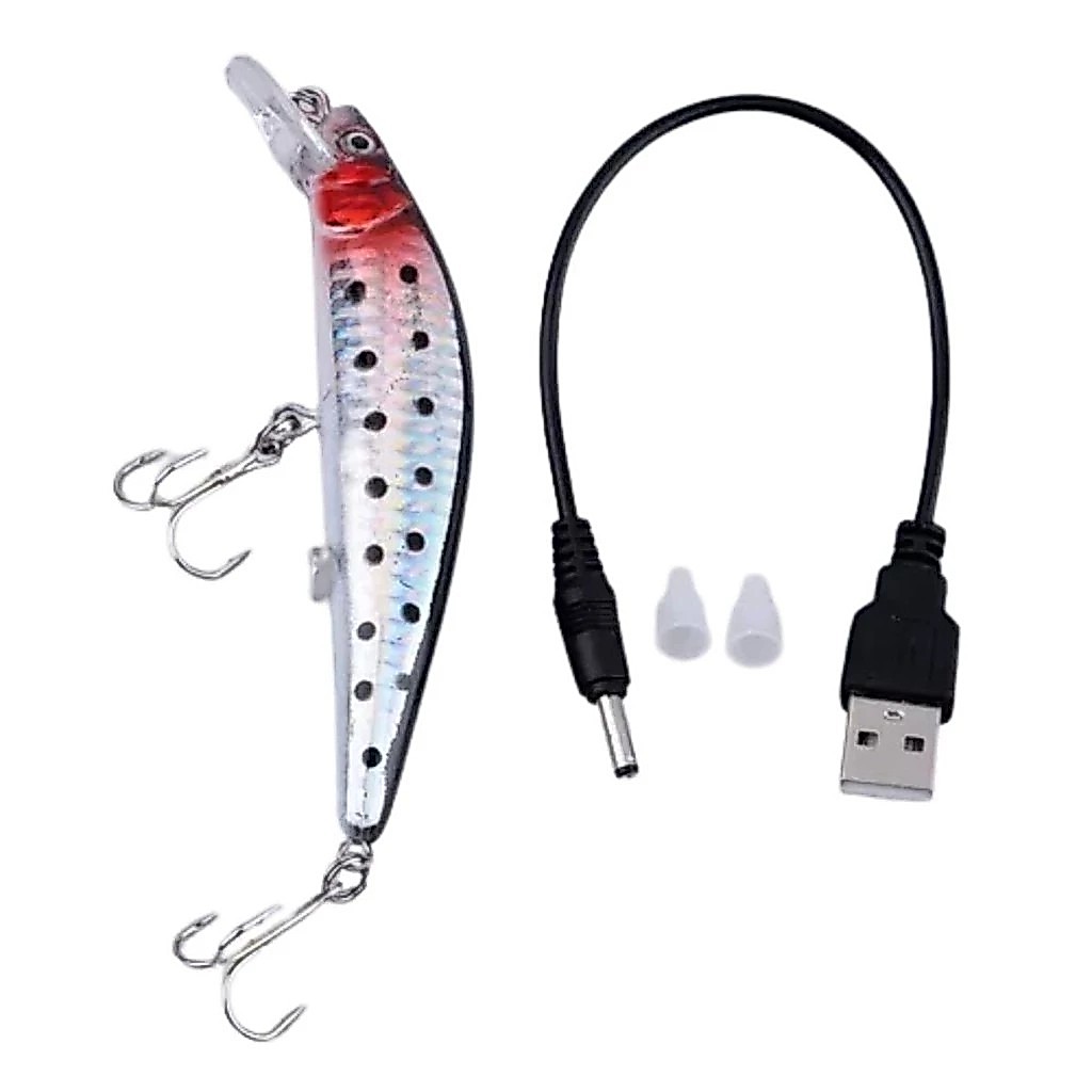 Isca De Pesca Elétrica Recarregável Usb Twitching Lure Led