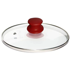 Tampa de Vidro 24 Cm Temperado Avulsa Para Panela Frigideira Pomel Vermelho