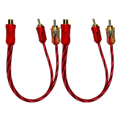 KIT 2 CABO Y RCA CRISTAL MATTE 2M 1F E-TECH INJETADO PARA SOM AUTOMOTIVO