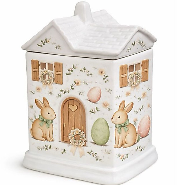 pote casinha com tampa porcelana legítima páscoa coelhinho farm casa coelho