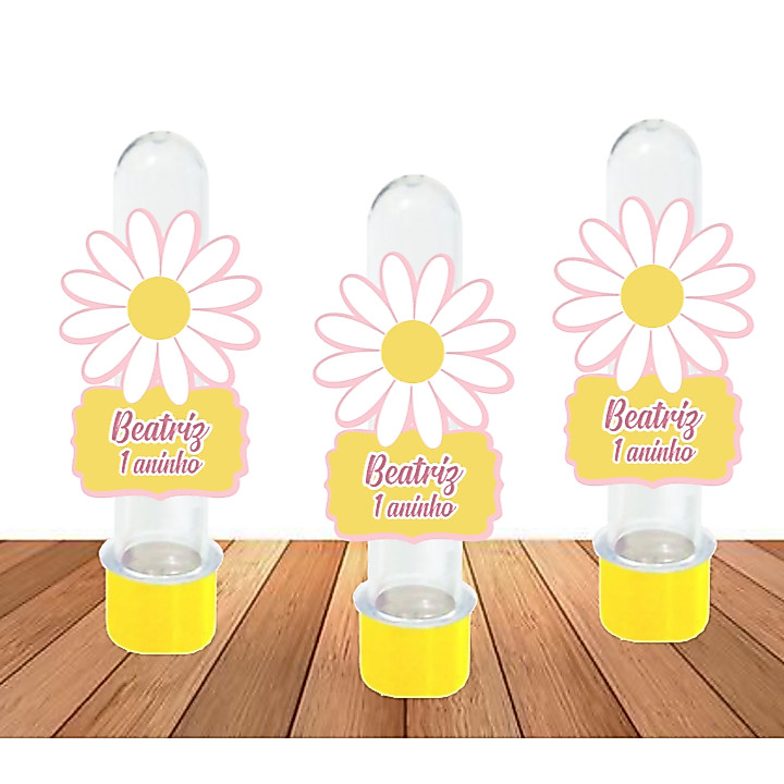 15 Apliques para Tubetes Margaridas - Festa infantil - Lembrancinhas personalizadas
