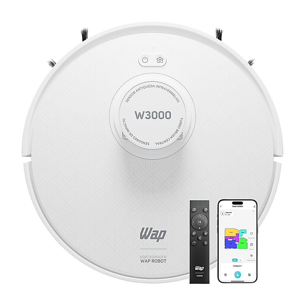 Robô Aspirador Pó Wap Robot W3000 Inteligente Bivolt 48W