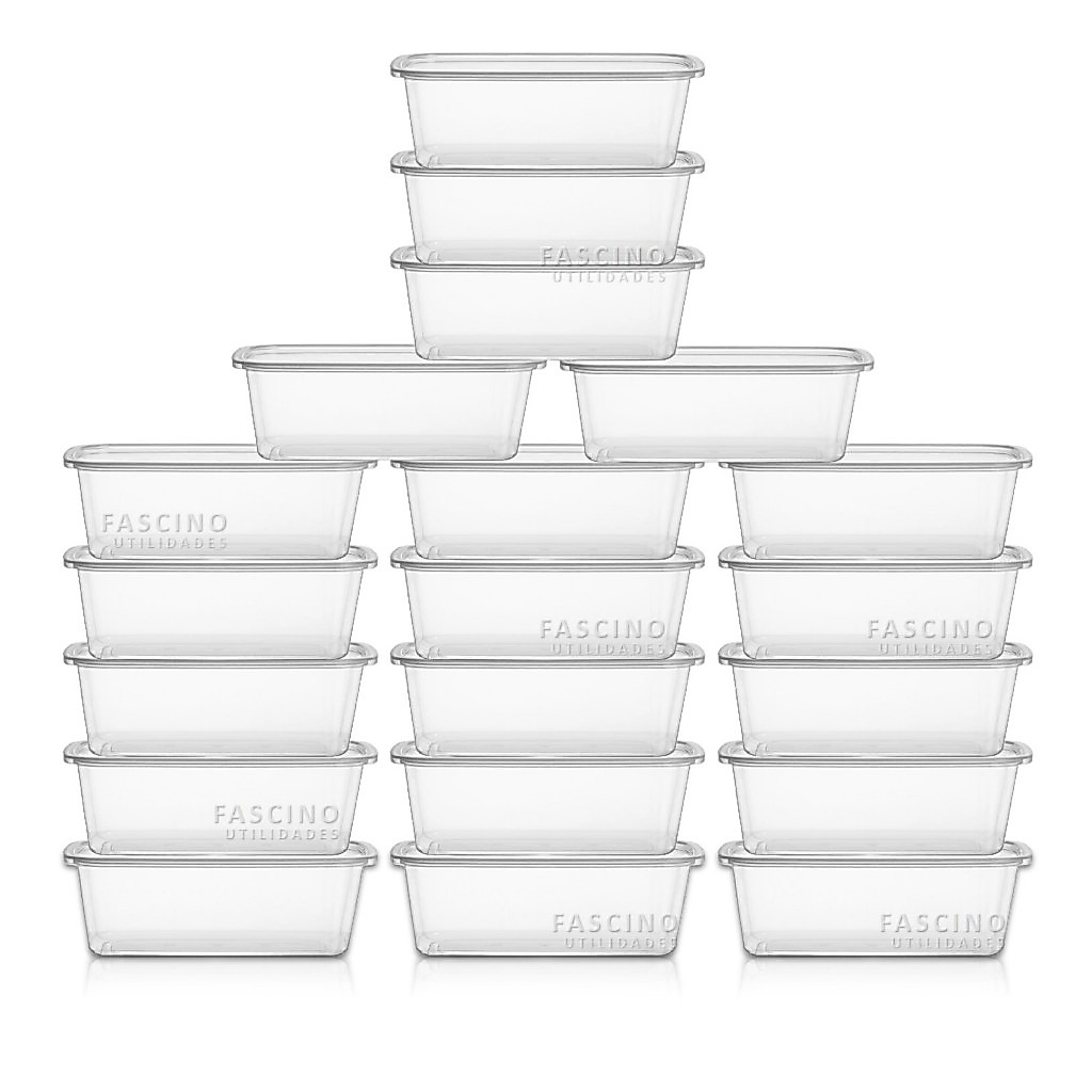 Kit 5/10/20 Potes 500 ml Reutilizável Freezer e Microondas BPA Free Organizador de Alimentos Marmita Fitness