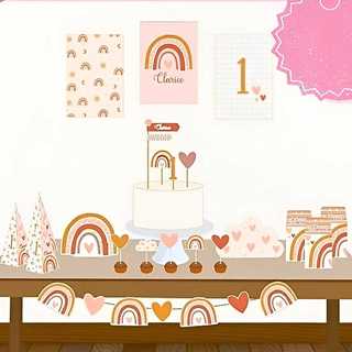 Kit Festa Arco Iris Boho/ festa em casa/ Mesversário/ Kit Festa ''Só um Bolinho