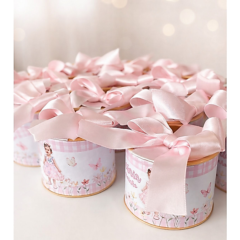 Kit Tubolatas Personalizadas 5x6cm - tema Jardim encantado/borboletas/rosa-Lembrancinha  aniversario / maternidade