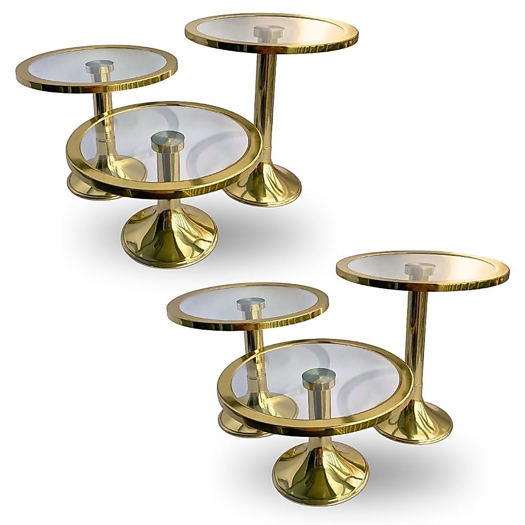 2 Kit Mini Trio de Doceira Boleira Porta Doces em Alumínio 6 peças Bandejas Luxo Prata Dourado