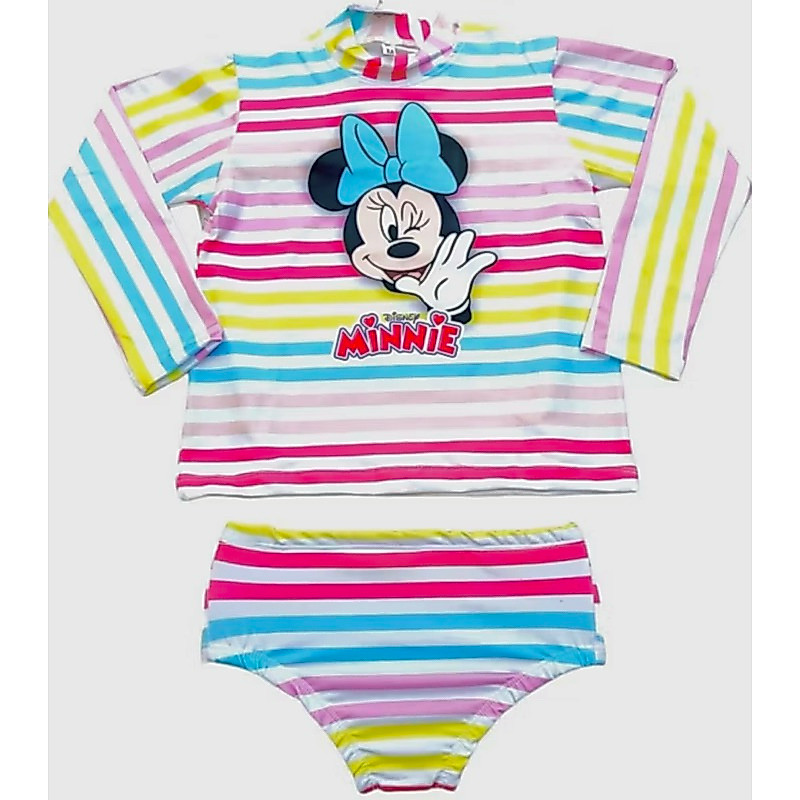 Kit UV Conjunto Camisa Manga Longa + calcinha de biquíni Minnie Com Proteção Solar UV50 Moda Praia/cachoeira/piscina