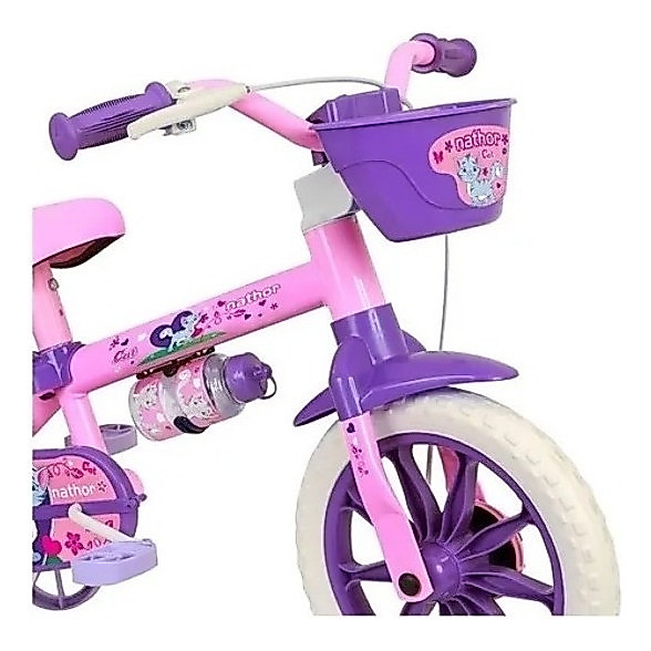 BICICLETA MENINA ARO 12 NATHOR CAT COM SELIM EM PU E RODINHAS — imagem 2 de 2