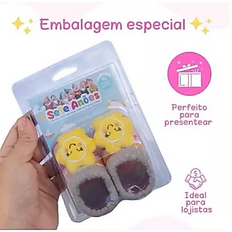 Kit 3 Pares de Meias Infantil de Ursinhos 3D para Bebe, Enxoval, Maternidade, Recém nascido — imagem 2 de 2