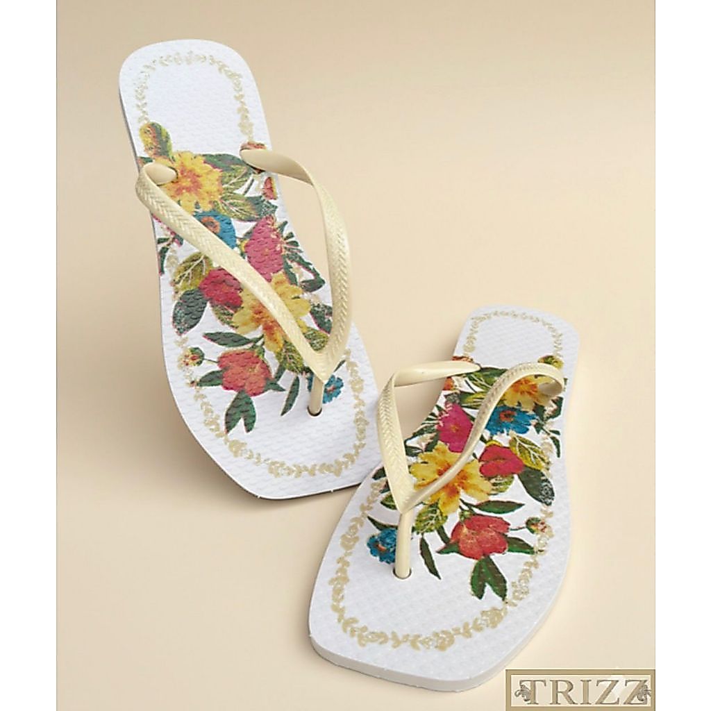 Chinelo Feminino Casual Florais Azulejo | Quadrado Leve Confortável — imagem 2 de 2