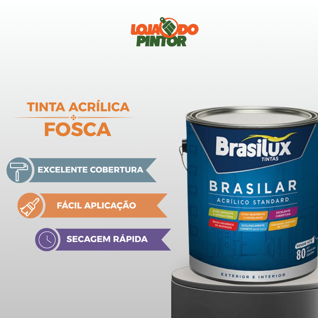 Tinta Para Parede Acrílica Fosca Antimofo 3,6L Brasilux Standard