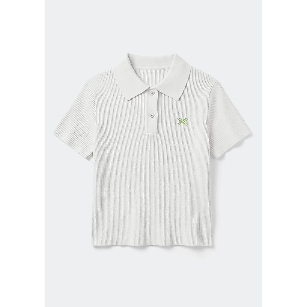 Polo Infantil Menina Manga Curta Em Tricô Leve