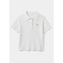 Polo Infantil Menina Manga Curta Em Tricô Leve