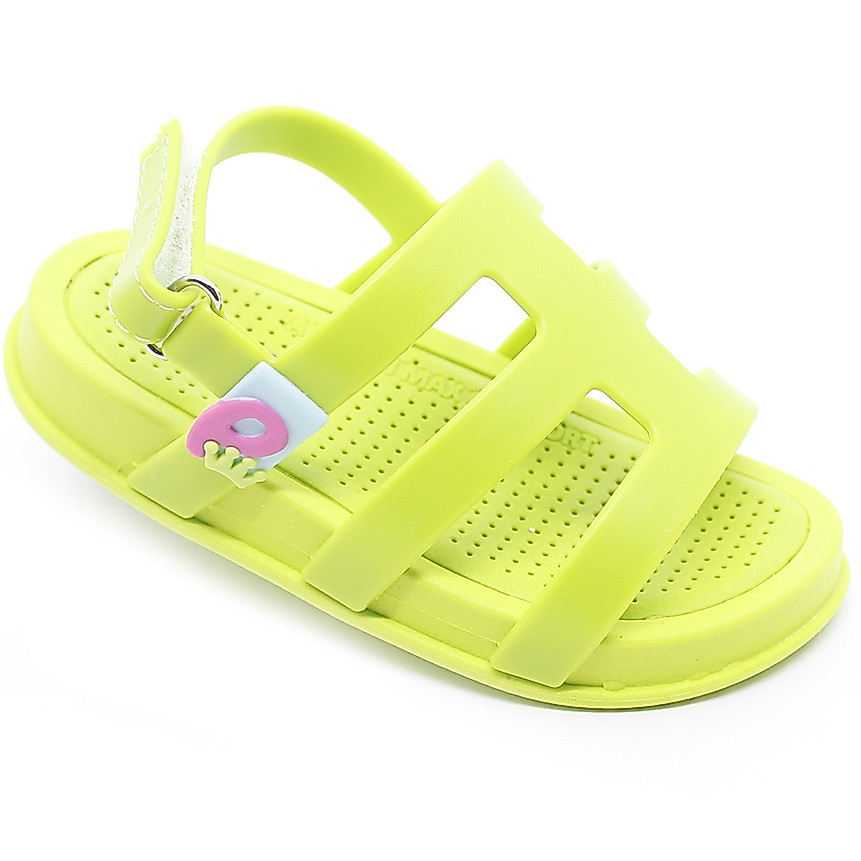 Sandália Infantil Plugt Menina Blogueirinha Confortável Básica Tiras Verde Limão Pink