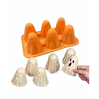 Forma de Silicone 3D Fantasminhas  de Halloween 6 Cavidades