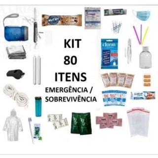 Kit para Mochila de Emergência com 80 itens.