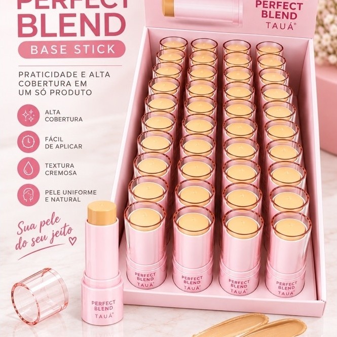 Base em Bastão Ruby Rose Perfect Blend Stick Foundation – Alta Cobertura e Praticidade.