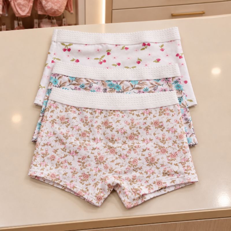 kit 3 Calcinhas Boxer Infantil Feminina Algodão Confortável Estampas Variadas