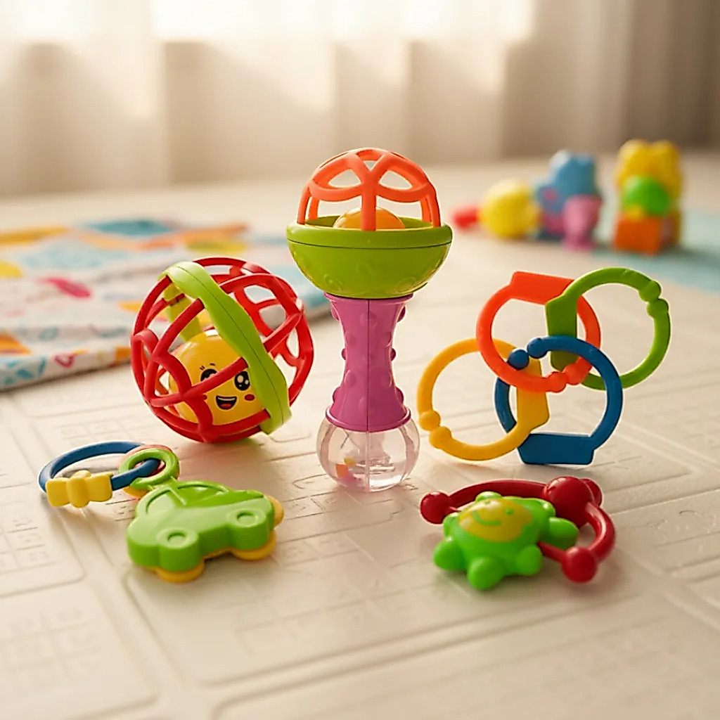 Kit Chocalho Mordedor Bebê Brinquedo Sensorial 8 Peças Colorido unissex