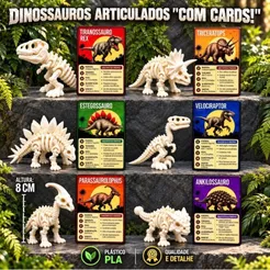 Kit Dinossauros Esqueletos Articulados Decorativos para Crianças - Presente para Meninos e Meninas