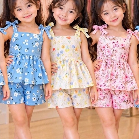 conjunto infantil verão estampado colorido conjunto floral infantil/atemporal /estampas lúdicas /confortavel