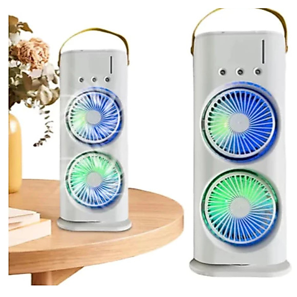 Ventilador Portátil Climatizador Camada Dupla Umidificador Hélice Giratório+rgb Ar C/ Reservatório fs8
