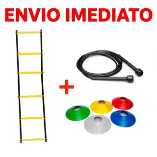 Kit Funcional Agilidade Escada 6 degraus + 5 Cones + 1 Corda de Pular