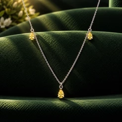 Colar Moissanite Gotas Amarelas 3,5mm em Prata 925 – Brilho e Cor em Cada Detalhe