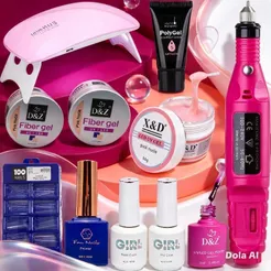 Kit Unhas Gel Profissional com Cabine Sun Mini + Lixadeira Elétrica 20.000RPM e Acessórios Completos