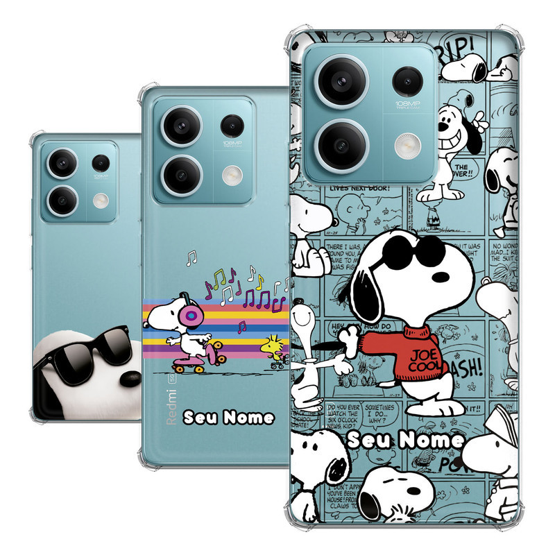 Capa para Xiaomi Redmi Note 13 5G Coleção Snoopy e Charlie Brown e Woodstock
