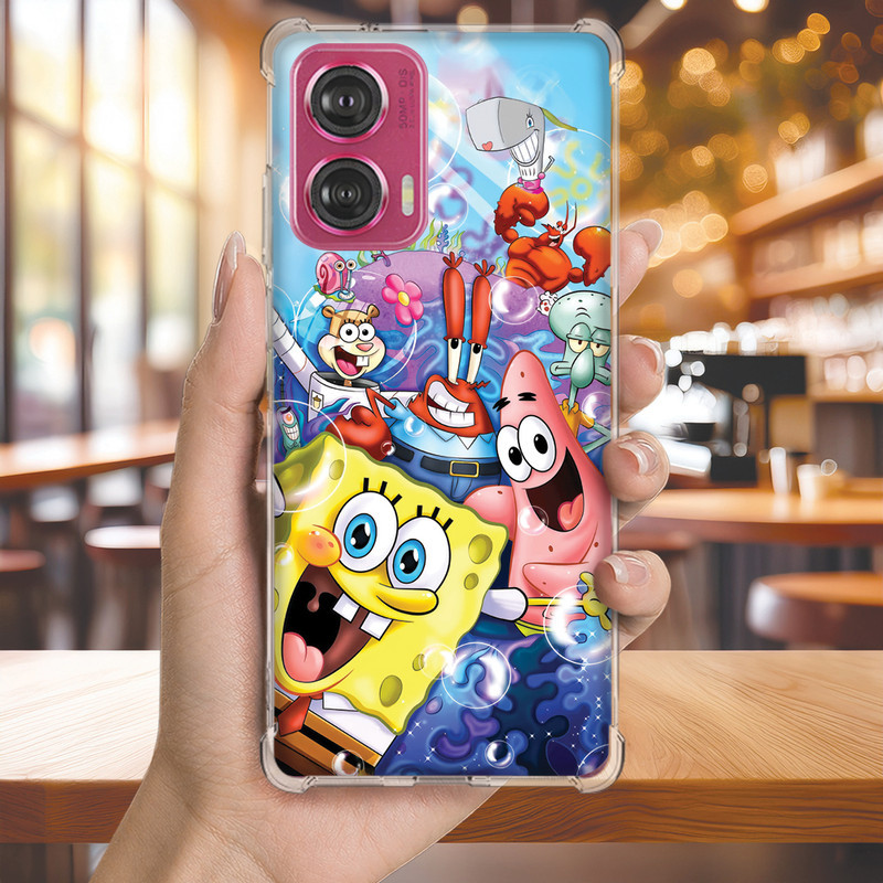 Capa Capinha MOTO E7 E6 E5 ONE FUSION ACTION MACRO Anti-impacto Personalizada geek BOB esponja (3461)