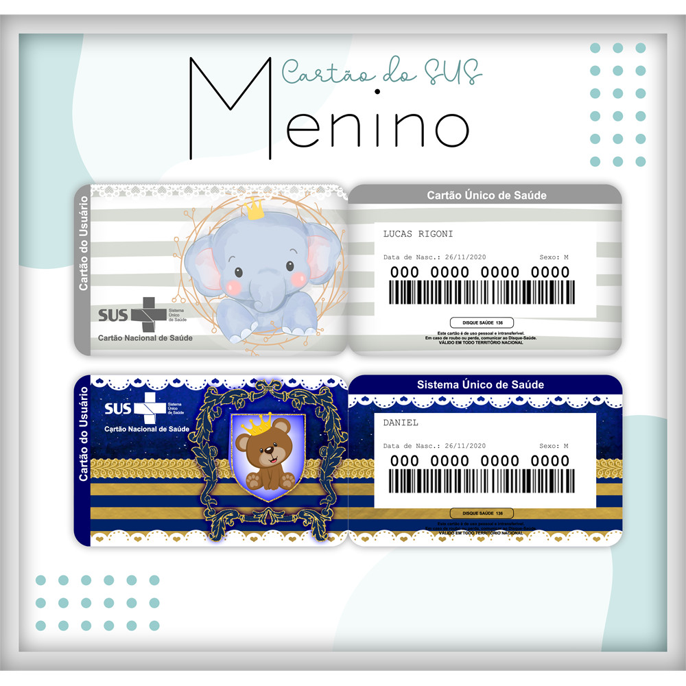Cartão do SUS Personalizado Plastificado - Evite Danos e Tenha Seu Documento Sempre Protegido - Bebê e Adulto — imagem 2 de 2