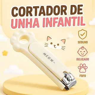Cortador de Unha Inox Infantil 7,5cm Criança Bebê Aço Inoxidável Fofo