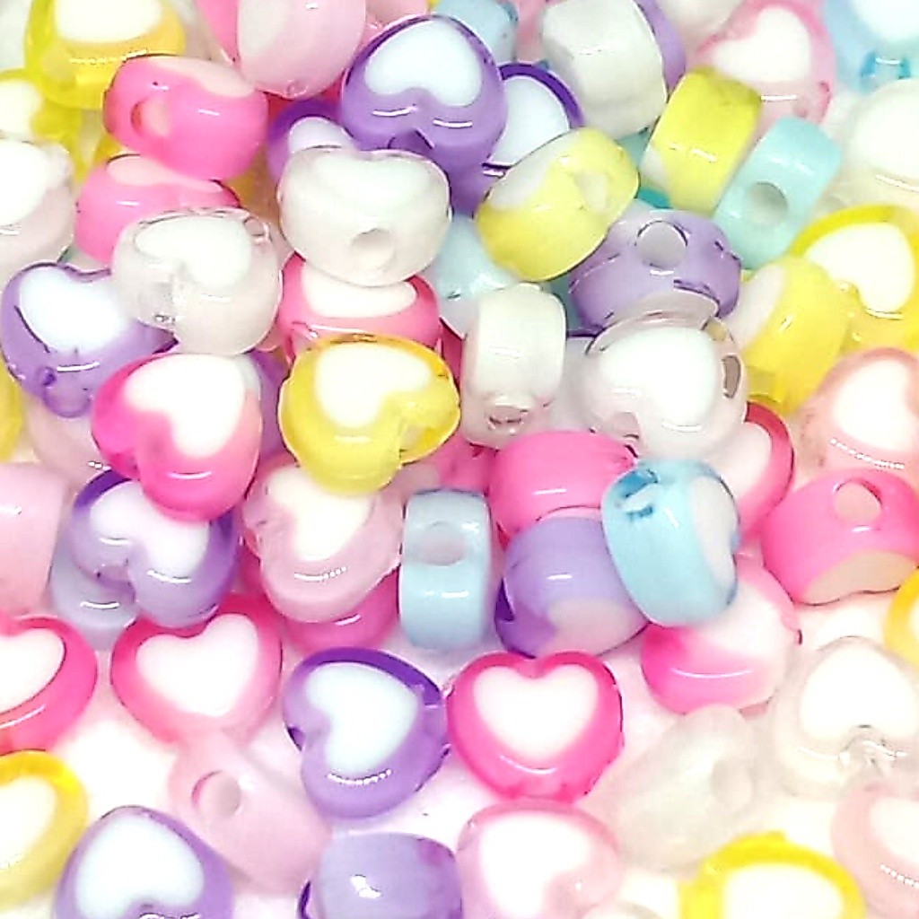 Miçanga Coração Colorida 7mm para Artesanato | Entremeio